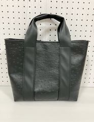 ハンドメイド＊トートバッグ オーストリッチ風 内側黒レース(907)