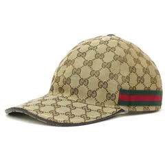 グッチ GUCCI ウェブ ストライプ付き GGキャンバス ベースボールキャップ