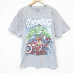L/古着 半袖 Tシャツ メンズ マーベル アベンジャーズ クルーネック グレー 霜降り 25sep05 中古