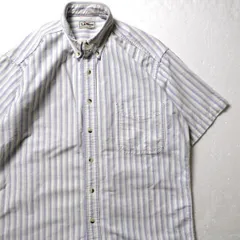 90's カナダ製 LLBean LLビーン ストライプ柄 オックスフォード 半袖 ボタンダウン シャツ (M) 旧タグ 90年代 オールド アメリカ古着 USED  ビンテージ ヴィンテージ