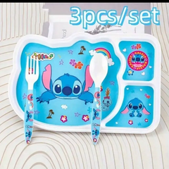 ☆輸入☆スティッチ　ディズニー　お皿　プレート　カトラリー　フォーク　スプーン　3点セット