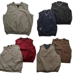 古着卸 まとめ売り ナイロンプルオーバー ベスト 7枚セット (メンズ S /M /L /XL ) 無地 ワンポイント 刺 中古 古着 NB6830