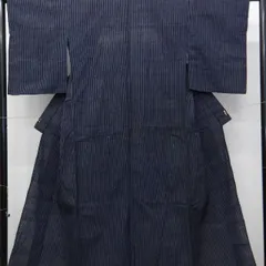 〔楽布〕P34183　古い　厚手　縞木綿　絣　古布古裂　k