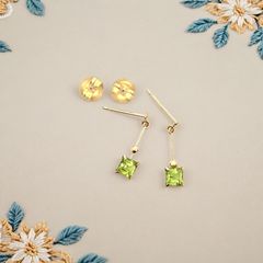 K18 イエローゴールド グリーンストーン ピアス＆ペンダントトップ3点