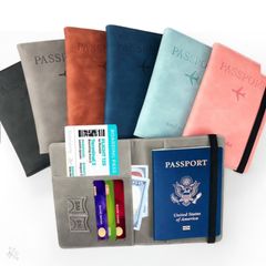 PUレザー製・多機能パスポートカバー◆カード、SIM、搭乗券などを一つにかんたん整理