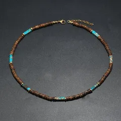 ユニセックスネックレスウッドビーズターコイズネックレス個性エスニックアジアン53
