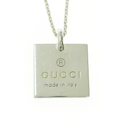 【中古】GUCCI グッチ シルバー ロゴ スクエア ネックレス 10.6g 925刻印 408143 ネックレス