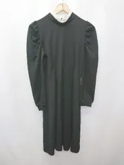 ◇ ⊇ tocco closet 長袖 膝丈 プチフリルネックプリンセスラインポンチワンピース サイズM ブラウン系 レディース E  【1507010007597】