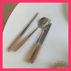 シンプル 食器 5点セット ステンレス鋼 レトロ 木柄 箸 ナイフとフォーク ス シンプル 食器 5点セット ステンレス鋼 レトロ 木柄 箸 シンプル 食器 5点セット ステンレス アンティーク おしゃれ　こだわり N2XY20211228のサムネイル