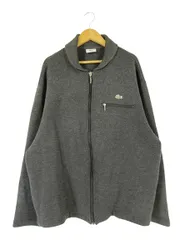 ラコステ LACOSTE ジャケット ニット地 長袖 裏起毛 ロゴ ワンポイント フルジップ ウール混 グレー size4 国内正規