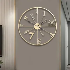 クリエイティブなラウンド型静音壁時計 60cmの鉄製アート装飾時計 モダン ホテルライク 金属仕上げ 電池式 リビングルーム 寝室 ダイニング カフェ インテリア雑貨 おしゃれ