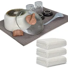 KYOSAMA 水切りタオル ティータオル 大判80*50cm 吸水 速乾 クロス 食器拭き お皿拭き 鍋拭き （ホワイト3枚） 1