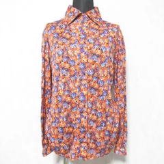 美品 Christian Dior クリスチャンディオール フラワープリント シルク 長袖 シャツ サイズM オレンジ パープル レディース 古着 中古 USED