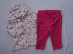 ラルフローレン ralph lauren アウトレット 子供服 女の子 70cm ベビー服 長袖 ジップアップ パーカー パンツ ロング丈 ズボン2点 白 ピンク リバティ 小花柄 秋 冬 ★3 セットアップ 冬服 ガールズ ベビー 【中古】