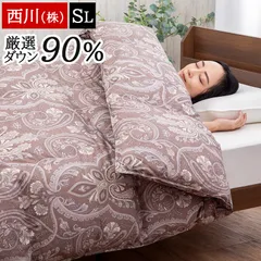 西川 グース 手詰み 93% こだわりの変形ニ層キルト 綿100 1.2k