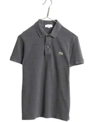【お得なクーポン配布中!】 ラコステ 鹿の子 半袖 ポロシャツ メンズ XS レディース S 程/ 半袖シャツ ワンポイント コットン カットソー ボックス スリム フィット 灰