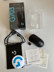 美品 Logicool G ワイヤレス ゲーミングマウス G703h LIGHTSPEED HERO 25Kセンサー エルゴノミクス LIGHTSYNC RGB POWERPLAY 無線 充電 対応 充電式 無線 PC windows mac