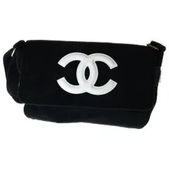 CHANEL (シャネル) ココマーク ノベルティ ショルダーバッグ ブラック×ホワイト シルバー金具 パイル