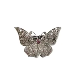 ピンク 石付 蝶々デザイン 透かし キャストバレッタ