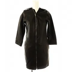 エディション Edition トゥモローランド ラムレザーWジップアップコート ノーカラー スリット 38 茶 ブラウン /YQ ■OS