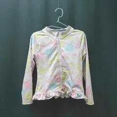 ◇ Disney ディズニー ジップアップ プリンセス フリル キッズ プール 夏 長袖 水着 サイズ110 ピンク レディース E 【1309040006744】