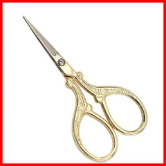 DIY 良い切れ味 裁縫ツール ステンレス製 手芸用 小さい手芸はさみ 手軽 糸きりハサミ 持ちやすい 縫製はさみ ヴィンテージ 刺繍ハサミ (ゴールド)