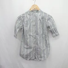 ◇ Θ CIAOPANIC TYPY キッズ 子供服 ストライプ 長袖 シャツ ワンピース サイズS 100-110 ネイビー ベージュ系 女の子 E  【1505290026963】のサムネイル