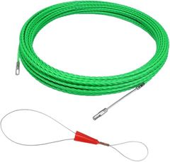 mono-deco 通線ワイヤー 配線通し 配線ガイド 配線ロッド 通線ロッド 湾曲タイプ 防水加工 スチール製 ロッド径4.5mm(グリーン, 30m)