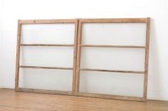 ▼現状販売▼ ガラス窓2枚セット アンティーク建具 銀モールガラス入り シンプル ガラス戸 引き戸 4～7営業日前後で発送(※修理加工希望の方3ヶ月程で発送) R-064319