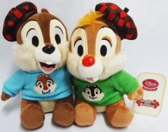 [중고] 봉제 인형 칩 & 데일 인형 [Tartan Ribbons 2009 christmas] 디즈니 스토어 한정
