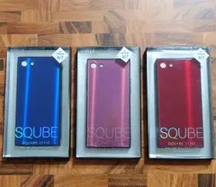 iPhone8 ／ iPhone7 ／ iPhoneSE2 ／ iPhoneSE3 ハードケース スクエアカバー 高硬度ガラス素材 ストラップホールあり  ブルー／ピンク／レッド