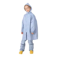 ☆ ライトブルー ☆ 130cm ☆ レインコート レインコート キッズ フード付き レインポンチョ レインパンツ ポンチョ パンツ 雨合羽 かっぱ 合羽 カッパ レインウェア 雨具 前開き 男の子 女の子 子供 子ども こども 女子 男子 ユニセックス