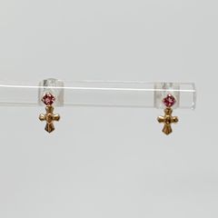 クロス　ガーネット　K10ピアス