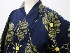 【京松】【着物】浴衣 昭和レトロ コーマ地 流水に鹿の子梅柄 身丈約152cm 裄丈約62cm kyo7z06-595