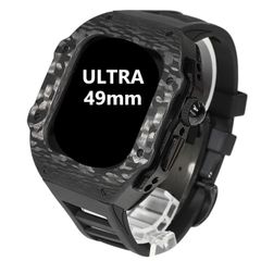 アップルウォッチ ULTRA 49mm ウルトラ 高級ケースカバー カーボン仕様 オールブラック BLACKOUT