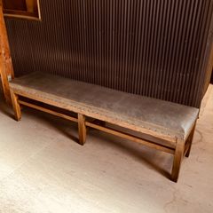 稀少/ビンテージ/古道具/レトロ/病院/待合室/長椅子/ベンチ/鉄脚/店舗什器 昭和レトロな待合室のベンチ 長椅子 グリーン | 中古家具,古家具