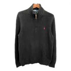 Polo by Ralph Lauren ポロ ラルフローレン ハーフジップ セーター ワンポイントロゴ ブラック (メンズ L) 中古 古着 R4109