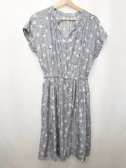 ◇ ⊂ URBAN RESEARCH 花柄 膝下丈 ノースリーブ ワンピース サイズF ヴァイオレットブルー系 レディース E  【1503040003332】