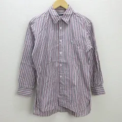 G■バーバリー/Burberry LONDON 長袖シャツ/ストライプ【M程度】赤紺/men's/105【中古】■