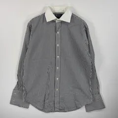 古着 ポロバイラルフローレン Polo by Ralph Lauren 長袖シャツ ダブルカフス M  ブラック系 ストライプ メンズ