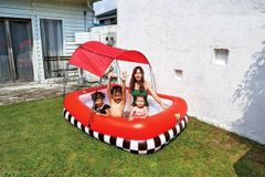 JILOng キャノピー2リングプール　196×144×48cm 海外ブランド　水遊び　日よけ　ジーロン　ビニールプール