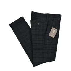 BERWICH ベルウィッチ / MORELLO ノータックスラックス ストレッチ 秋冬 コットン チェック ダークネイビー 413113