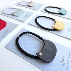 猫型ヘアゴム /A〜I（柔らかい国産本革, レザー, ねこグッズ, プチギフト）琉七