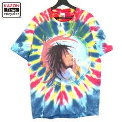 90s vintage ボブマーリー Bob Marley Anvil タイダイ柄 バンドＴシャツ メンズ 表記XLサイズ