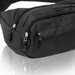 ウエストバッグ メンズレディース兼用 軽量仕様 ランニングポーチ構造 旅行 ワーク対応 4ポケット設計 ブラックカラー 高耐久素材 コンパクト収納 日常使用向け 多機能ファッションアクセサリー シンプルデザイン　便利アイテム シンプルカラー