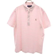 RALPH LAUREN ラルフローレン ボーダー柄 半袖 ポロシャツ L ピンク メンズ 古着