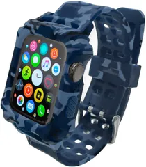 unifiss アップルウォッチ バンド 化粧箱付き コンパチブル 一体型 TPU素材 全面保護ケース( カモフラージュブルー,  38/40mm)