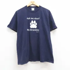 XL/古着 半袖 ビンテージ Tシャツ メンズ 00s 肉球 コットン クルーネック 紺 ネイビー 25apr15 中古
