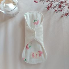 【布ナプキン】無添加コットンフランネルとダブルガーゼ 花リボン柄 23cm 6層仕立て 1枚
