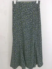 ◇ GLOBAL WORK グローバルワーク ウエストゴム 花柄 ロング フレア スカート サイズF ブラック マルチ レディース  【中古】 【1203290007684】